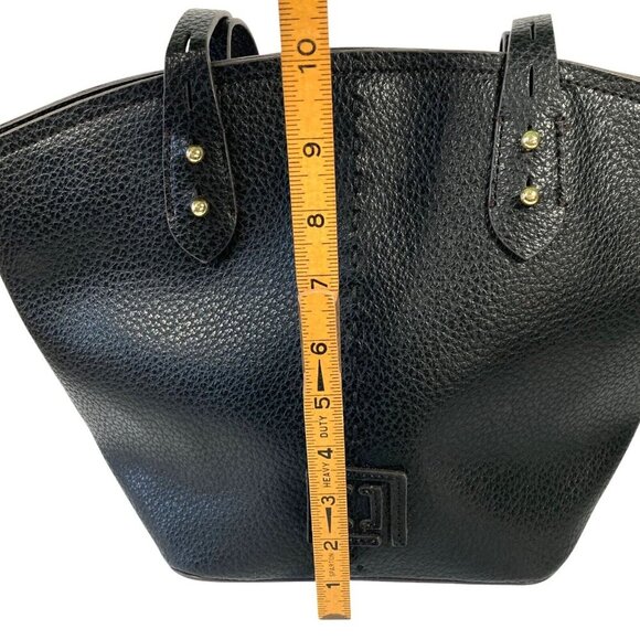 Liz Claiborne Marina‎ Shopper Tote Handbag Black Pebbled Faux Leather Two Straps - Picture 11 of 13